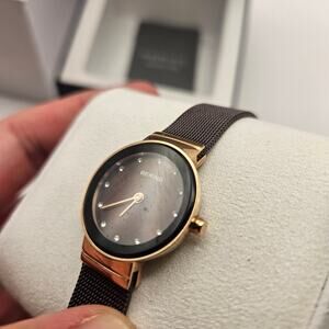 BERING WOMEN'S CLASSIC STAINLESS STEEL BROWN MILANESE MESH WATCH, 24M 10124-265